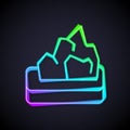 Glowing neon line Ore mining icon isolated on black background. Vector Royalty Free Stock Photo