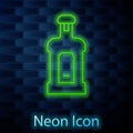 Glowing neon line Orujo icon isolated on brick wall background. Vector