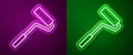 Glowing neon line Paint roller brush icon isolated on purple and green background. Vector Royalty Free Stock Photo