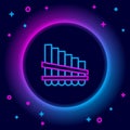 Glowing neon line Pan flute icon isolated on black background. Traditional peruvian musical instrument. Zampona. Folk Royalty Free Stock Photo