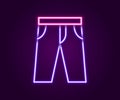 Glowing neon line Pants icon isolated on black background. Trousers sign. Colorful outline concept. Vector