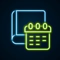 Glowing neon line Daily paper notepad icon isolated on black background. Colorful outline concept. Vector