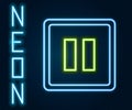 Glowing neon line Pause button icon isolated on black background. Colorful outline concept. Vector Illustration