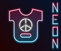 Glowing neon line Peace icon isolated on black background. Hippie symbol of peace. Colorful outline concept. Vector Royalty Free Stock Photo