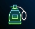 Glowing neon line Perfume icon isolated on black background. Colorful outline concept. Vector