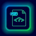 Glowing neon line PHP file document. Download php button icon isolated on black background. PHP file symbol. Colorful Royalty Free Stock Photo