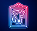 Glowing neon line Planning strategy concept icon isolated on blue background. Baseball cup formation and tactic. Vector Royalty Free Stock Photo