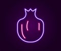 Glowing neon line Pomegranate icon isolated on black background. Garnet fruit. Colorful outline concept. Vector