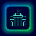 Glowing neon line Prado museum icon isolated on black background. Madrid, Spain. Colorful outline concept. Vector