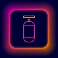 Glowing neon line Punching bag icon isolated on black background. Colorful outline concept. Vector