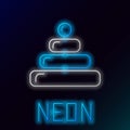 Glowing neon line Pyramid toy icon isolated on black background. Colorful outline concept. Vector