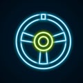 Glowing neon line Racing steering wheel icon isolated on black background. Car wheel icon. Colorful outline concept Royalty Free Stock Photo