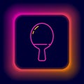 Glowing neon line Racket for playing table tennis icon isolated on black background. Colorful outline concept. Vector Royalty Free Stock Photo
