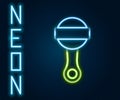 Glowing neon line Rattle baby toy icon isolated on black background. Beanbag sign. Colorful outline concept. Vector Royalty Free Stock Photo