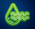 Glowing neon line Recycle clean aqua icon isolated on blue background. Drop of water with sign recycling. Vector Royalty Free Stock Photo