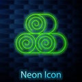 Glowing neon line Roll of hay icon isolated on brick wall background. Vector Royalty Free Stock Photo