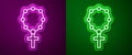 Glowing neon line Rosary beads religion icon isolated on purple and green background. Vector Royalty Free Stock Photo