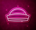 Glowing neon line Sailor hat icon isolated on red background. Vector