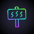 Glowing neon line Sauna icon isolated on black background. Vector