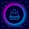 Glowing neon line Sauna and spa procedures icon isolated on black background. Relaxation body care and therapy