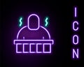 Glowing neon line Sauna and spa procedures icon isolated on black background. Relaxation body care and therapy