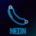 Glowing neon line Sausage icon isolated on black background. Grilled sausage and aroma sign. Colorful outline concept