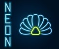 Glowing neon line Scallop sea shell icon isolated on black background. Seashell sign.Colorful outline concept. Vector Royalty Free Stock Photo