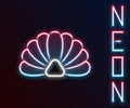 Glowing neon line Scallop sea shell icon isolated on black background. Seashell sign.Colorful outline concept. Vector Royalty Free Stock Photo