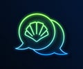 Glowing neon line Scallop sea shell icon isolated on blue background. Seashell sign. Vector Royalty Free Stock Photo