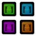 Glowing neon line Secure your site with HTTPS, SSL icon isolated on white background. Internet communication protocol