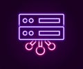 Glowing neon line Server, Data, Web Hosting icon isolated on black background. Colorful outline concept. Vector Royalty Free Stock Photo