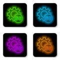 Glowing neon line Setting 5G new wireless internet wifi connection icon isolated on white background. Global network