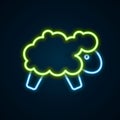 Glowing neon line Sheep icon isolated on black background. Counting sheep to fall asleep. Colorful outline concept Royalty Free Stock Photo