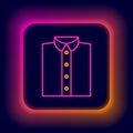 Glowing neon line Shirt icon isolated on black background. T-shirt. Colorful outline concept. Vector