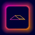 Glowing neon line Skate park icon isolated on black background. Set of ramp, roller, stairs for a skatepark. Extreme