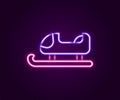 Glowing neon line Sled icon isolated on black background. Winter mode of transport. Colorful outline concept. Vector Royalty Free Stock Photo