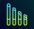 Glowing neon line Smoking cigarette icon isolated on black background. Tobacco sign. Vector