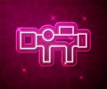 Glowing neon line Sniper optical sight icon isolated on red background. Sniper scope crosshairs. Vector Royalty Free Stock Photo