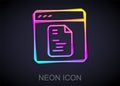 Glowing neon line Software, web developer programming code icon isolated on black background. Javascript computer script Royalty Free Stock Photo