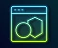 Glowing neon line Software, web developer programming code icon isolated on black background. Javascript computer script Royalty Free Stock Photo