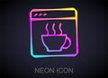 Glowing neon line Software, web developer programming code icon isolated on black background. Javascript computer script Royalty Free Stock Photo