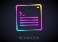 Glowing neon line Software, web developer programming code icon isolated on black background. Javascript computer script