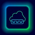 Glowing neon line Software, web development, programming concept icon isolated on black background. Programming language Royalty Free Stock Photo
