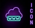 Glowing neon line Software, web development, programming concept icon isolated on black background. Programming language Royalty Free Stock Photo
