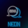 Glowing neon line Spa salon icon isolated on black background. Concept for beauty salon, massage, cosmetic. Spa Royalty Free Stock Photo