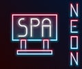 Glowing neon line Spa salon signboard icon isolated on black background. Colorful outline concept. Vector Illustration Royalty Free Stock Photo