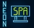 Glowing neon line Spa salon signboard icon isolated on black background. Colorful outline concept. Vector Illustration Royalty Free Stock Photo