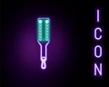 Glowing neon line Spanking paddle icon isolated on black background. Fetish accessory. Sex toy for adult. Colorful