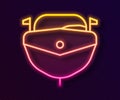 Glowing neon line Speedboat icon isolated on black background. Vector Illustration