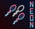 Glowing neon line Sperm icon isolated on black background. Colorful outline concept. Vector Royalty Free Stock Photo